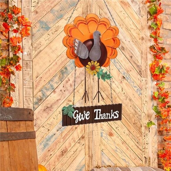 Vintage Metal Thanksgiving Turkey Welcome Sign Front Door Wall Decoration - Picture 4 of 7